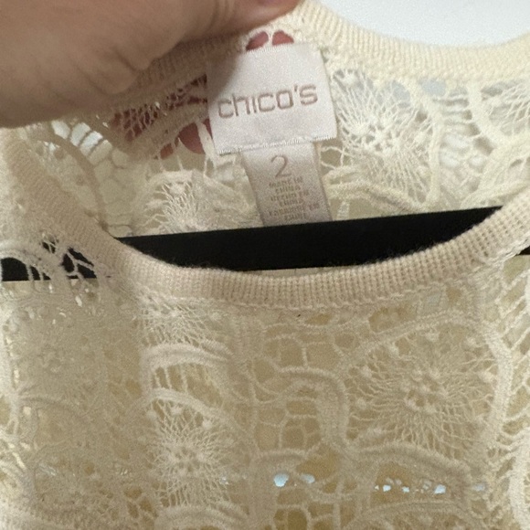 Chico's Cream Boxy Blouse with Short Sleeves - Picture 2 of 3